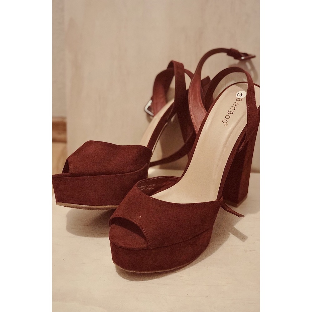Ladies Bamboo Heels Burgundy